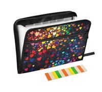 Expandable File Pocket 13 Pockets A4 Letter Size with Zipper Closure for Plastic Expanding File Folder Colorful Hearts Rainbow para guardar documentos