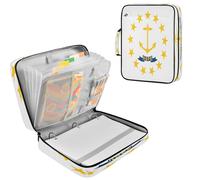 Expandable Filing Folder 1.2 inch Rings Premium Polyester Holds 500 A4 Sheets Multi Pocket for Students, Teachers, Office Workers Rhode Island State Flag