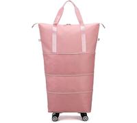 Expandable Foldable Luggage Bag 360° Spinner Duffle Detachable Roller for Travel or Business Trip(Pink)