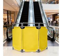Expandable Foldable Safety Barricade - Mobile Caution Sign for Escalators, Crowd Control Barrier for Malls, Airports, Cleaning Areas - 6-Panel Plastic Warning Board