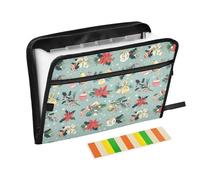 Expandable Folder 13 Pockets A4 Letter Size Plastic File Folders with Zipper Closure for Librarian Office Papers Organizer Christmas Mistletoe Floral Snowflakes