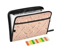 Expandable Folders 13 Pockets A4 Letter Size Accordion File Folders with Zipper Closure for Teacher Acordian Document Keeper Cartoon Mourning Dove Birds Peach