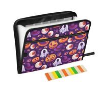 Expandable Folders 13 Pockets A4 Letter Size File Folder Jacket with Zipper Closure for Students Stationery Organizer Supplies Halloween Bloody Eyes Boos Pumpkin
