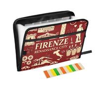 Expandable Folders 13 Pockets A4 Letter Size Plastic File Folders with Zipper Closure for Newspaper Office Storage Container Florence Renaissance City