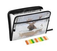 Expandable Folders 13 Pockets A4 Letter Size with Zipper Closure for Business Cute Winter Bathtub Deer carpetas de