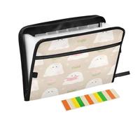 Expandable Folders 13 Pockets A4 Letter Size with Zipper Closure for Paperwork Cute Cartoon Halloween White Ghosts para guardar
