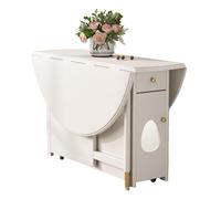 Expandable Folding Dining Table Set for 4 with Chairs, Space-Saving Solid Wood Design, Leaf Sto for Small Kitchen, White 130cm/51in