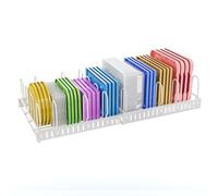 Expandable Food Container Lid Organizer,Large Capacity Adjustable 10 Dividers Detachable Lid Organizer Rack for Cabinets, Cupboards, Pantry Shelves, Drawers to Keep Kitchen Tidy,White