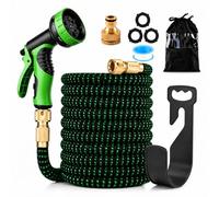 Expandable Garden Hose 100FT, 3X Expanding Water Hose with Spray Nozzle, Heavy Duty 3300D Fabric & Latex Core, Leak-Proof Brass Fittings, Flexible Kink-Free Hose with Storage Bag