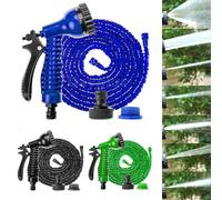 Expandable Garden Hose 100FT Expanding Hose Pipe Anti-Leakage Flexible Water Hosepipe for Garden Watering or Car Washing with 7 Function Spray Nozzle and 3/4", 1/2" Fittings-Green