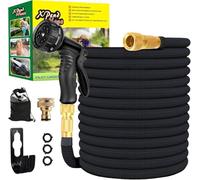 Expandable Garden Hose 100FT, Flexible Water Hose with 10-Function Spray Nozzle, Aluminium Alloy Copper-Plated Fittings, Leakproof 3-Layer Latex Core, Lightweight Kink-Free Hose for Garden, Lawn and C