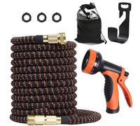 Expandable Garden Hose 100ft, Flexible Water Hose with 8 Function Spray Nozzle with 40 Layers of Innovative Nano Rubber, No Kink Leak-Proof (100FT)
