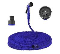 Expandable Garden Hose, 100FT Heavy Duty Water Hose, 3 Times Flexible Expanding Magic Garden Water Hose Pipe with 3/4", 1/2" Fittings and 7 Function Spray Gun, for Pet Cleaning, Watering Garden