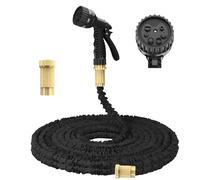 Expandable Garden Hose, 100FT Heavy Duty Water Hose, 3 Times Flexible Expanding Magic Garden Water Hose Pipe with Spray Gun and 7 Function Adjustable, for Pet Cleaning, Watering Garden(Black)