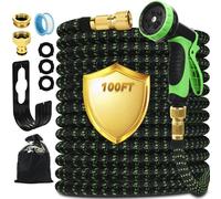 Expandable Garden Hose 100FT, Lightweight Flexible Hose with 10 Function Nozzles, Leak-Proof Metal Interface, Kink Free, Wear-Resistant, Outdoor Long