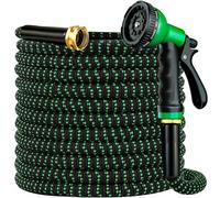 Expandable Garden Hose 150 ft with 10 Function Spray Nozzle, Flexible, Kink Free, Leak-Proof, Ultra Lightweight Retractable Stretch Water Hose 150ft for Yard, Lawn, Car Wash and Outdoor (Black Green)