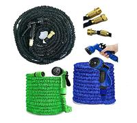 Expandable Garden Hose 150FT, Extra Strength, Solid Brass Fittings - The Ultimate No-Kink Flexible Water Hose, 7 Function Spray Included Expandable Flexible Magic Hose with 3/4" Fittings (Black)