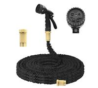 Expandable Garden Hose, 150FT Heavy Duty Water Hose, 3 Times Flexible Expanding Magic Garden Water Hose Pipe with Spray Gun and 7 Function Adjustable, for Pet Cleaning, Watering Garden(Black)