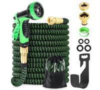 Expandable Garden Hose 15m 50ft, Flexible Hosepipe 10 Function Spray Nozzle, Water Hose with 3/4" 1/2" Tap Connectors, Lightweight Expanding Hose Pipe Magic Hose for Gardening Patio Car Washing