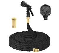 Expandable Garden Hose, 200FT Heavy Duty Water Hose, 3 Times Flexible Expanding Magic Garden Water Hose Pipe with Spray Gun and 7 Function Adjustable, for Pet Cleaning, Watering Garden(Black)