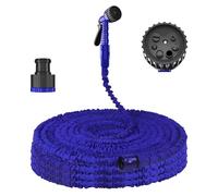 Expandable Garden Hose, 200FT Heavy Duty Water Hose, 3 Times Flexible Expanding Magic Garden Water Hose Pipe with 3/4", 1/2" Fittings and 7 Function Spray Gun, for Pet Cleaning, Watering Garden(Blue)