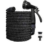 Expandable Garden Hose 25ft, Hosepipes for Garden, Retractable Hose Pipe Flexible Stretch Water Hoses for Home Lawn Car with 8 Function Professional Water Hosepipe (25ft, Black)