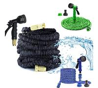 Expandable Garden Hose, 3/4" Solid Brass Connectors, with 7 Setting Professional Water Spray Nozzle Gun, for Gardening Car Washing Pet Bathing (200ft/60m, Black)