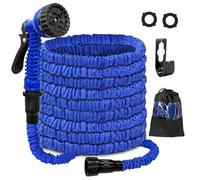 Expandable Garden Hose 30m 100ft, Flexible Expanding Hosepipe with 7 Function Spray Nozzle & 3/4" 1/2" Brass Fittings, Anti-Leakage Water Hose Pipe for Gardening, Patio, Car Washing (3X Stronger)