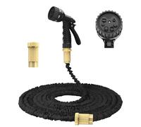 Expandable Garden Hose, 75FT Heavy Duty Water Hose, 3 Times Flexible Expanding Magic Garden Water Hose Pipe with Spray Gun and 7 Function Adjustable, for Pet Cleaning, Watering Garden(Black)