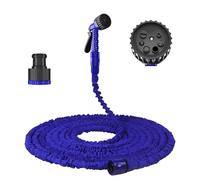 Expandable Garden Hose, 75FT Heavy Duty Water Hose, 3 Times Flexible Expanding Magic Garden Water Hose Pipe with 3/4", 1/2" Fittings and 7 Function Spray Gun, for Pet Cleaning, Watering Garden