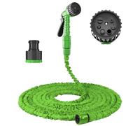 Expandable Garden Hose, 75FT Heavy Duty Water Hose, 3 Times Flexible Expanding Magic Garden Water Hose Pipe with 3/4", 1/2" Fittings and 7 Function Spray Gun, for Pet Cleaning, Watering Garden (Green)