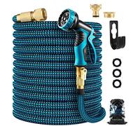 Expandable Garden Hose, Flexible Water Hose with 10-Pattern Spray Nozzle, Leak-Proof Retractable Heavy Duty Hose Pipe, 4-Layer Latex Core, Durable 3750D, Brass Alloy Connector, Kink-Free (75FT, Blue)