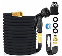 Expandable Garden Hose,Hose Pipe with 10-Pattern Spray Gun，Garden Hosepipe,with 1/2" & 3/4" Brass Connector - Multi-Purpose Expanding Hose Pipe,Leak-Proof Retractable Hose Pipe,Kink-Free (50FT)