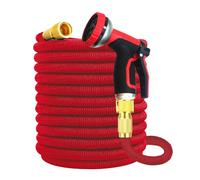 Expandable Garden Hose, Hosepipes for Garden, Retractable Hose Pipe Flexible Stretch Water Hoses for Home Lawn Car with 8 Function Professional Expanding Hoses (Red, 100ft)