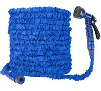 Expandable Garden Hose Leightweight Retractable Kink Free Flexible Magic Hose with 3/4" and 1/2" Fitting Expanding Hose Pipe with 7 Function Spray Nozzle Latex Core Anti-Leakage (Blue, 100FT)