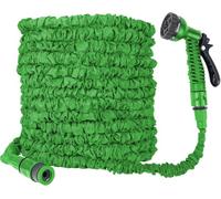 Expandable Garden Hose Leightweight Retractable Kink Free Flexible Magic Hose with 3/4" and 1/2" Fitting Expanding Hose Pipe with 7 Function Spray Nozzle Latex Core Anti-Leakage (Green, 150FT)