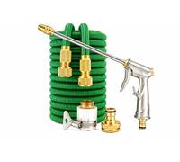 Expandable Garden Hose Pipe 100ft/30m, Retractable Hosepipes for Garden with 6 Functions Metal Jet Spray Gun, Expanding Magic Water Hose Attachments Brass Connectors, Flexible Hose Anti-Kink(Green)
