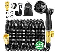 Expandable Garden Hose Pipe 150FT, Flexible Expanding Magic Hose with 10 Functions Spray Nozzle, Durable 3750D & Upgraded Latex Core Water Hose with 2 Fittings for Yard Lawn Gardening and Car Washing