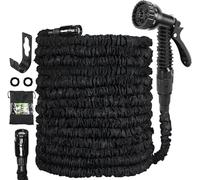 Expandable Garden Hose Pipe 15m 50ft, Hosepipes for Garden Flexible Garden Hose with 7 Function Spray Gun,Extendable Water Hose Retractable Magic Hose Pipe for Gardening Car Washing (Black-50FT)