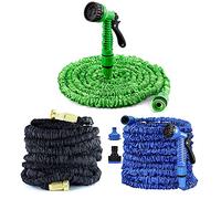 Expandable Garden Hose Pipe 200FT,3 Times Flexible Expanding Magic Watering Hose Pipe with 7 Function Spray Gun,3/4" Solid Brass Fittings Anti-Leakage Retractable Water Hose Easy to Use(Black)