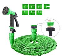 Expandable Garden Hose Pipe 200FT Expanding Flexible Water Hose, 7 Function Spray Gun, No-Leaking&Anti-Kink Telescopic Hosepipe for Garden and Car Cleaning - Green
