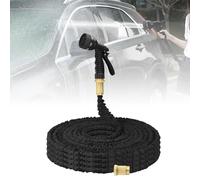 Expandable Garden Hose Pipe 200FT Flexible Expanding Magic Hose with 7 Function Spray Gun,3/4" Fittings,Lightweight Retractable Garden Water Pipe for Car Washing Flower Lawn Watering, Black