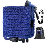 Expandable Garden Hose Pipe 30m 100ft, Hosepipes for Garden Flexible Garden Hose with 7 Function Spray Gun,Extendable Water Hose Retractable Magic Hose Pipe for Gardening Car Washing (Blue-100FT)