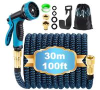 Expandable Garden Hose Pipe 30m 100ft, Hosepipes for Garden Water Hose with 10 Functions Spray Gun, 3/4" 1/2" Connector, Expanding Magic Hose Retractable Flexible Garden Hose for Gardening Car Washing