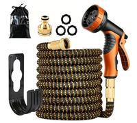 Expandable Garden Hose Pipe, 50ft/75ft Flexible Hosepipes for Garden with 10 Modes Spray Gun, Expanding Flexi Hose Pipe with 1/2" and 3/4" Connectors for Gardening, Cleaning and Washing(75FT/22.5M)