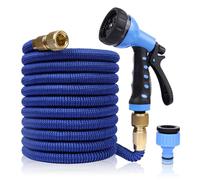 Expandable Garden Hose Pipe | 50FT Heavy Duty Flexible Water Hosepipe with 7 Multi-Function Spray Nozzle and 2 in 1 Tap Connector | Reaching 50FT After Expansion
