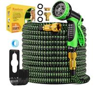 Expandable Garden Hose Pipe 75FT, Retractable Flexible Hose Pipe, 10-Pattern Spray Nozzle, 3/4" & 1/2" Alloy Connectors, Leak-Proof, Kink-Free, Expanding Water Hose for Gardening, Washing & Cleaning
