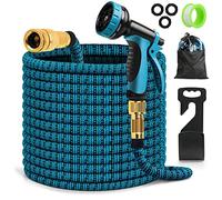 Expandable Garden Hose Pipe, Retractable Hose Pipe for Garden Flexible Water Hosepipes for Garden with 10 Functions Spray Nozzle and Solid Brass Connector (50 FT)
