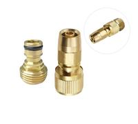 Expandable Garden Hose Repair Kit, Brass Flexible Garden Hose Repair Fittings Collapsible Water Hose Adapter with Specific Quick Connector, Only Fits for 3/4" GHT Female Garden Hose Nozzle Sprayer