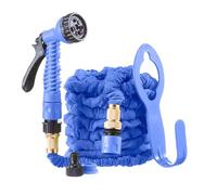 Expandable Garden Hose Set | Expandable Water Hose Pipe | 7 Way Spray Gun, Hose Holder & Tap Brass Connectors | Burst Proof, No-Leaking & Tangle Free | Includes Free Bag | Expands to 75ft in Blue